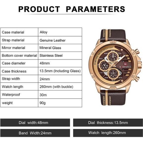 Sport Military Watches for Men Waterproof Watch Analog Quartz Leather Band Date - Picture 3 of 7